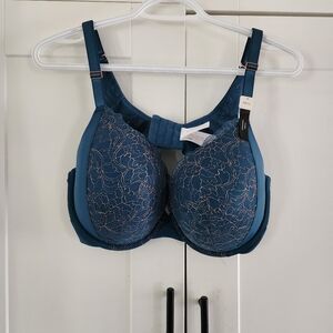 NWT PLUNGE BRA 38DD blue and gold color design